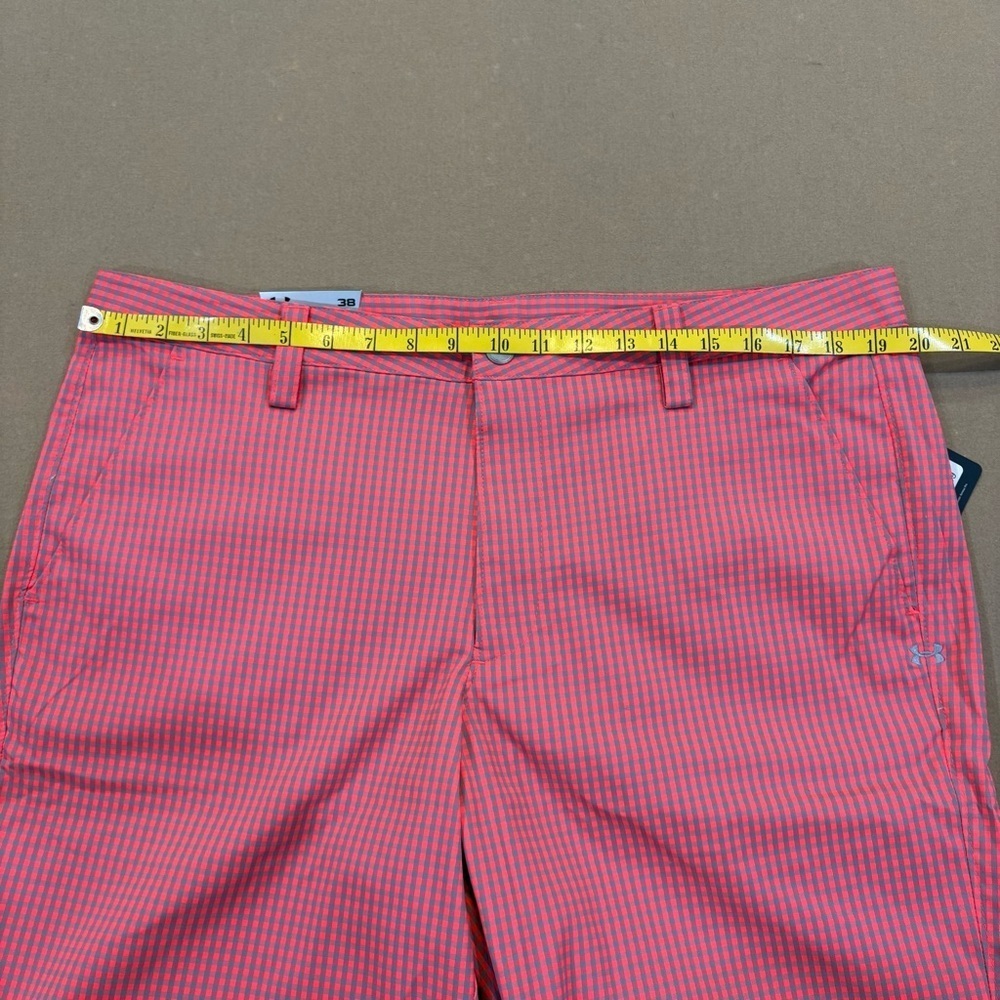 Under Armour Men’s Golf Shorts Vibrant Coral/Grey Gingham Size 38 NWT - Picture 9 of 11